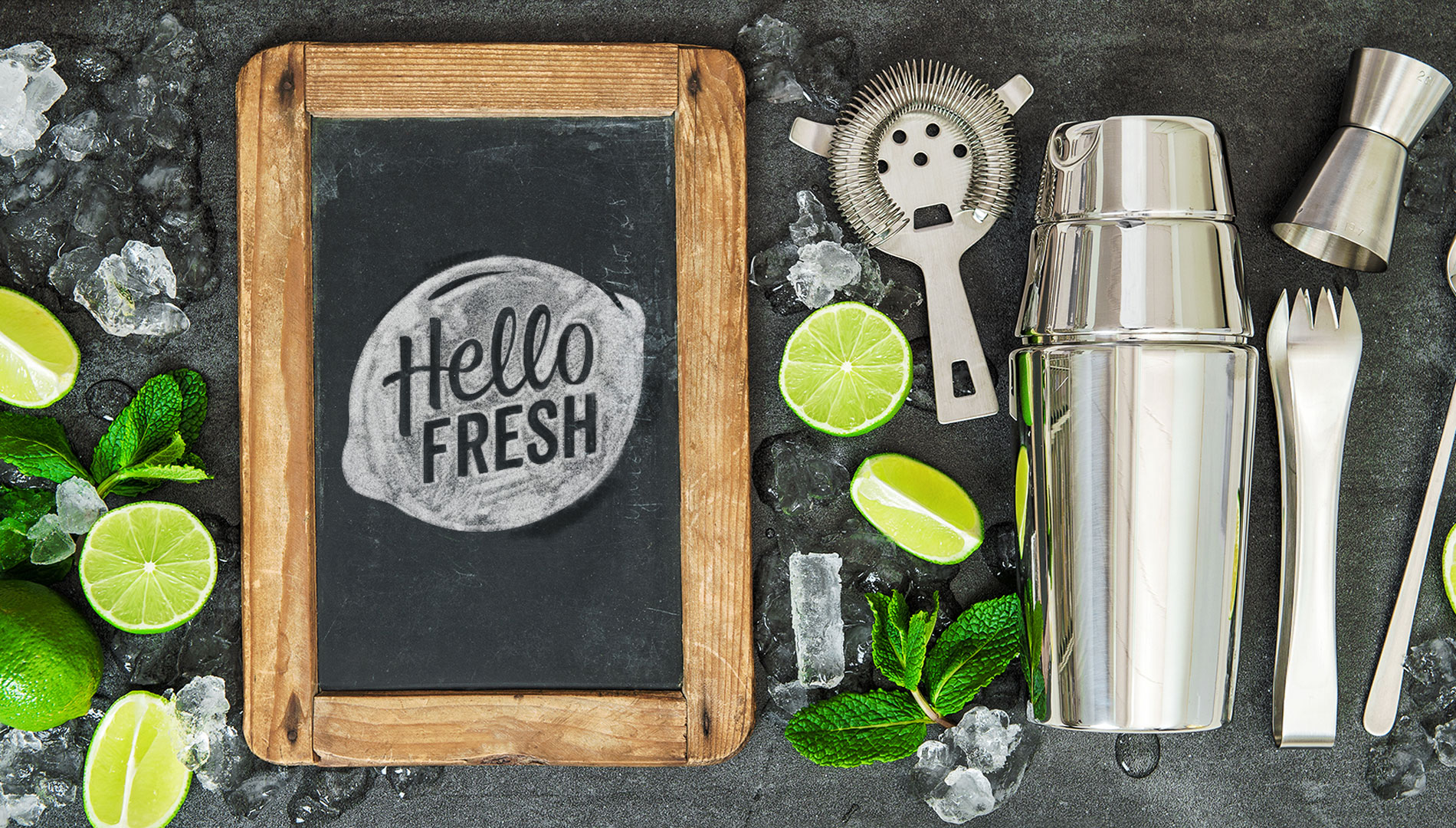 HelloFresh logo on chalkboard